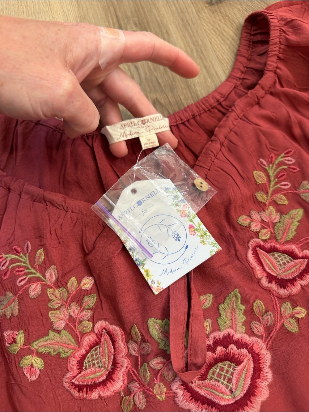 NWT April Cornell Muse Dress in Wine Red Floral Midi Tie Back Tiered Size Medium - Picture 9 of 14